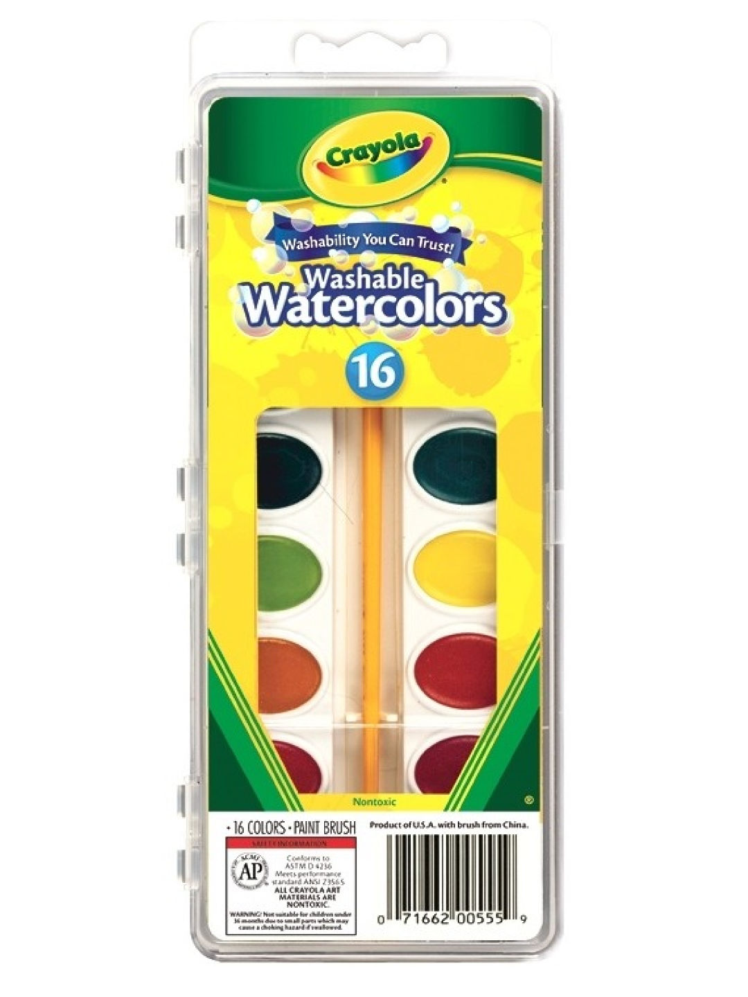 Crayola Washable Watercolor Paint Pans (16 Count) edamama